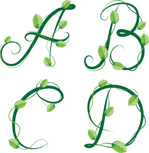 Das grüne ökologische Sommer-Alphabet — Stockvektor