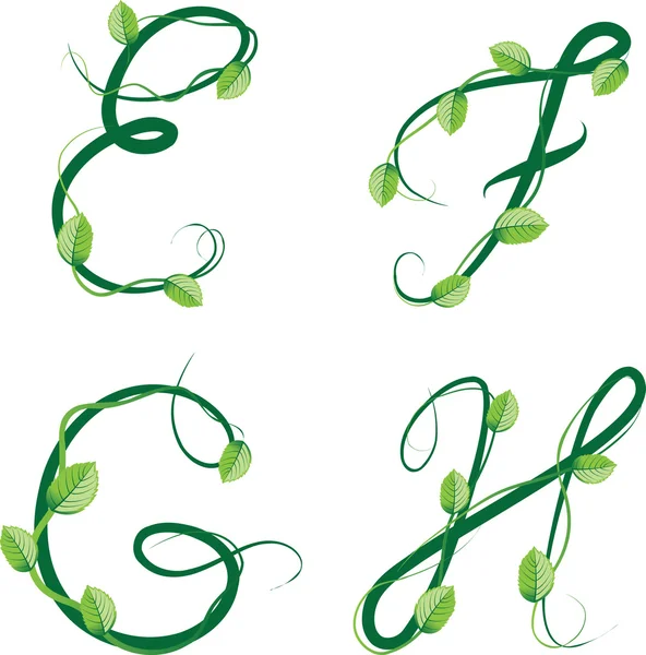 Das grüne ökologische Sommer-Alphabet — Stockvektor