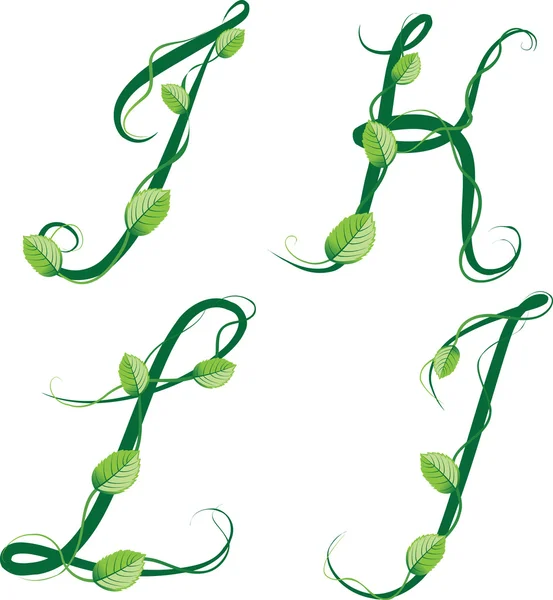 Det gröna ekologiska sommar alfabetet — Stock vektor