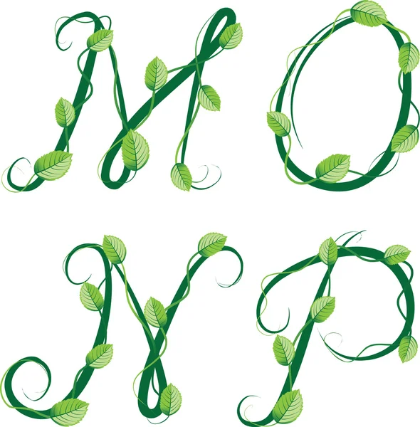 L'alphabet vert écologique d'été — Image vectorielle