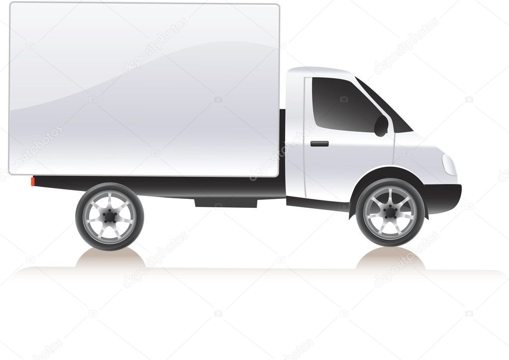 Vector delivery cargo truck . Isolated on white