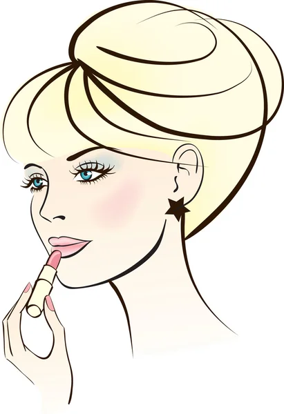 Beauty woman with lipstick — Stock Vector