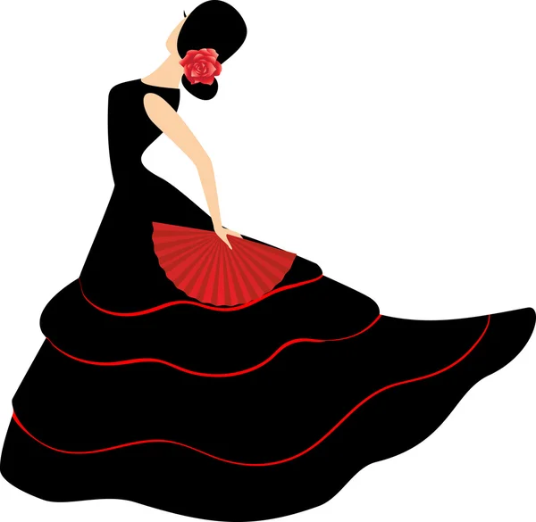 Ballerino di flamenco. Ragazza spagnola con ventilatore — Vettoriale Stock