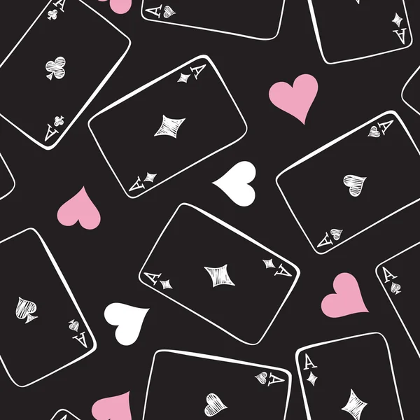 Jouer aux cartes. Fond sans couture — Image vectorielle
