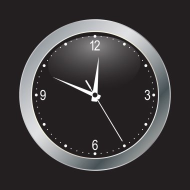 Black clock on black background clipart