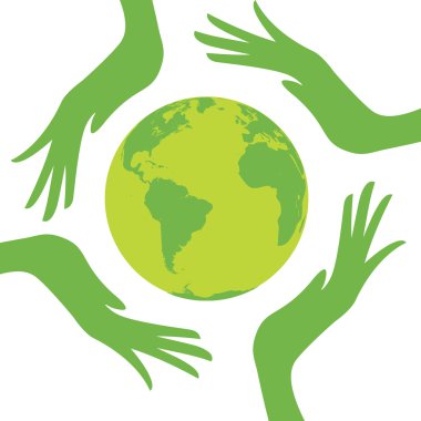 Earth protected by hands. clipart