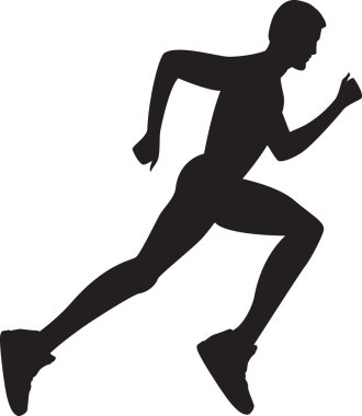 Silhouette of a healthy man running clipart