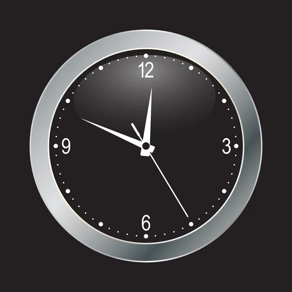 Reloj negro sobre fondo negro — Vector de stock