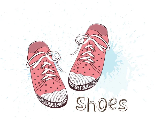 Ροζ παιδική ή νεαρή ενήλικη παπούτσια. γυμναστήριο παπούτσια. — Διανυσματικό Αρχείο