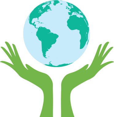 Earth supported by hands. Vector illustration clipart