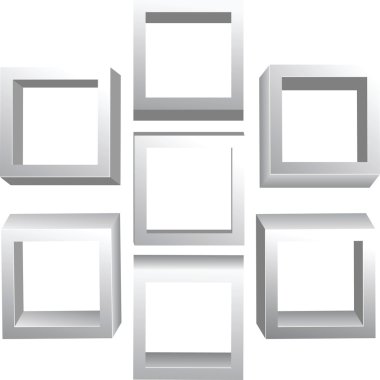 3d isolated empty bookshelf. clipart