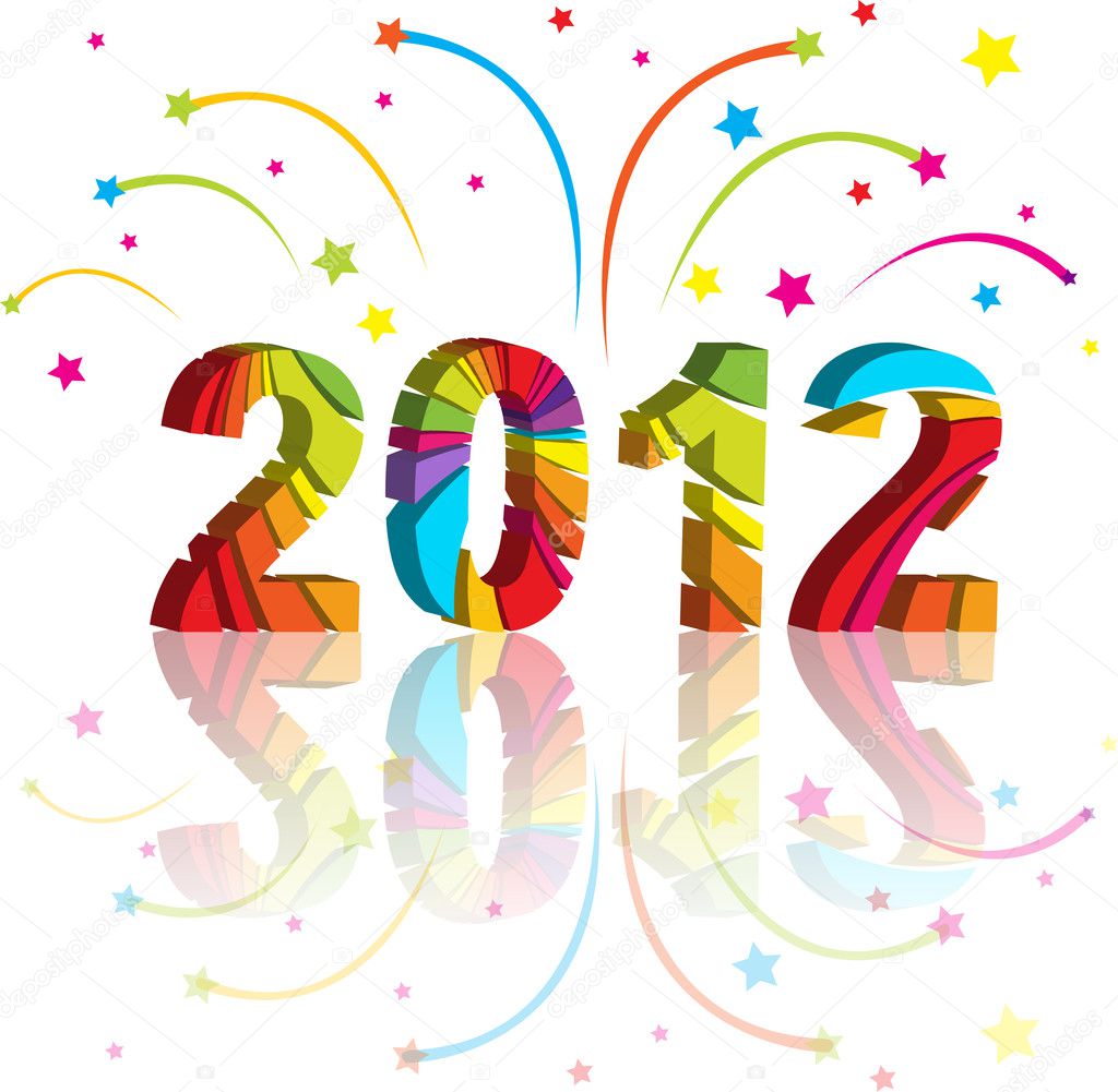 New year 2012 in colorful background design.
