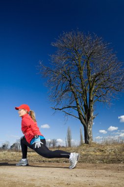 Stretching after cross country running clipart