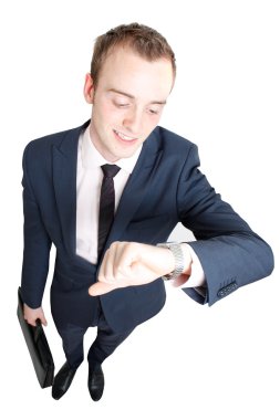 Business man consulting watch clipart