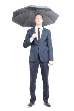 Business man under umbrella clipart