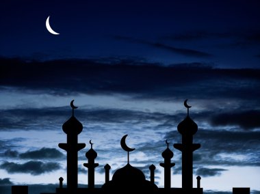 Half moon and a mosque clipart