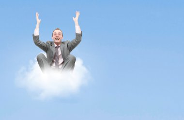 Business man on cloud clipart