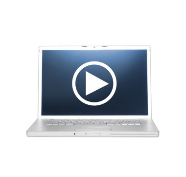 Laptop with play symbol clipart