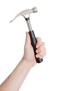 Hand holding a hammer clipart