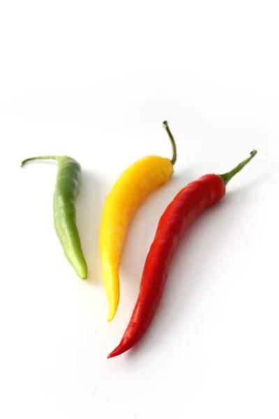 Chilli papričky izolované na bílém pozadí — Stock fotografie