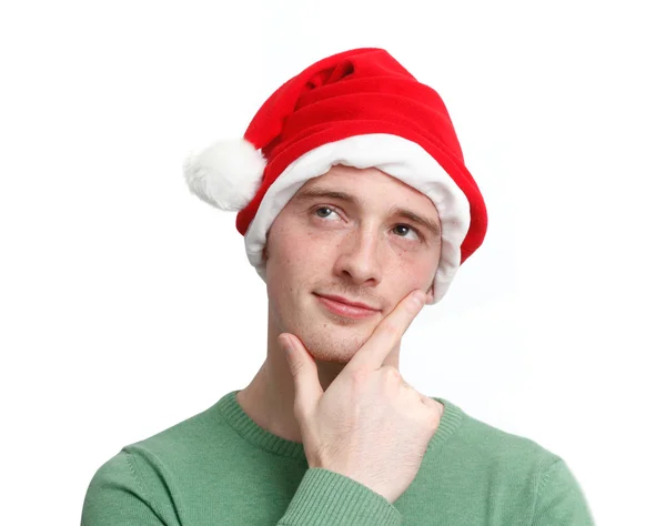Людина з капелюхом Санта — стокове фото