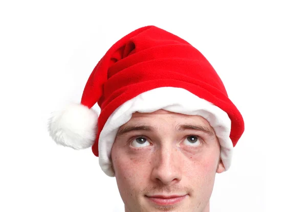Muž s kloboukem santa — Stock fotografie