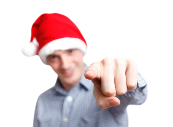 Noel Baba şapkası olan adam — Stok fotoğraf