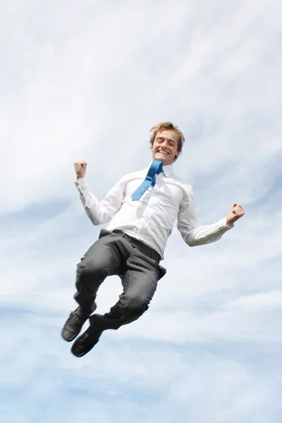 Homem de negócios saltando — Fotografia de Stock