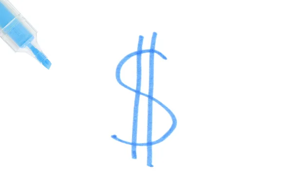 Teken van dollar op witte geïsoleerde achtergrond. — Stockfoto