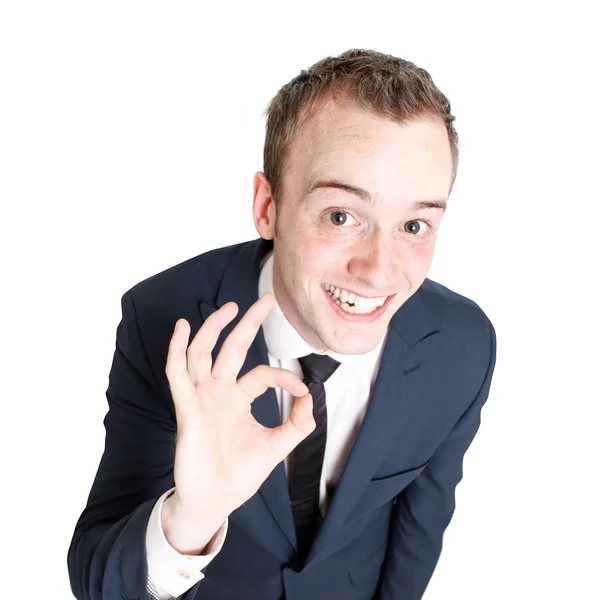 Egy üzleti ember gesturing ok — Stock Fotó