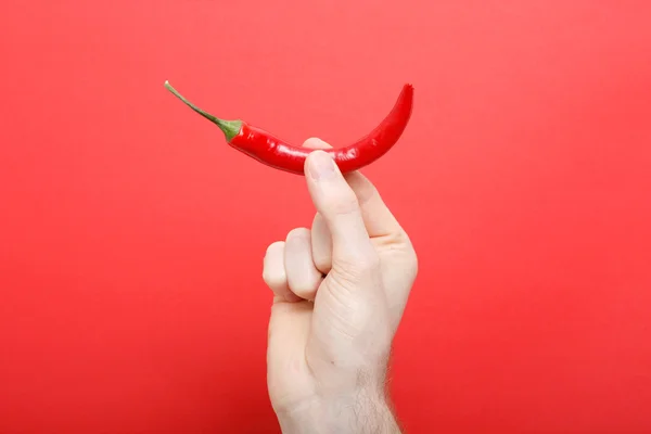 Ruka držící chilli — Stock fotografie