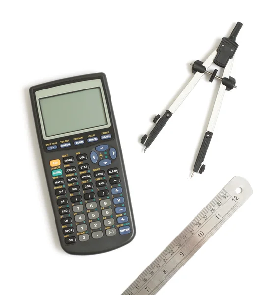 Calculator and circle tool — Stock Photo, Image