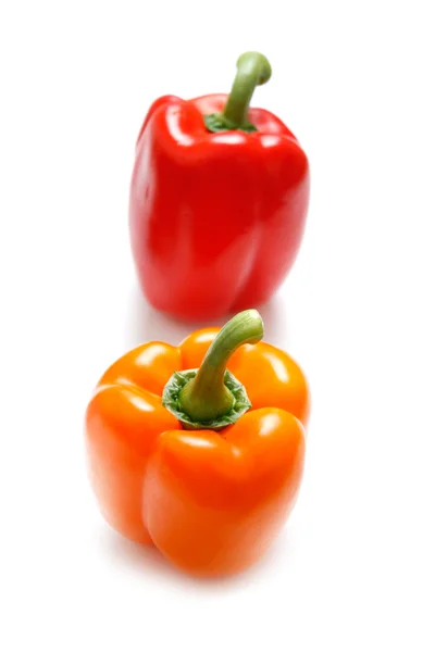 Oranžové a červené papriky — Stock fotografie