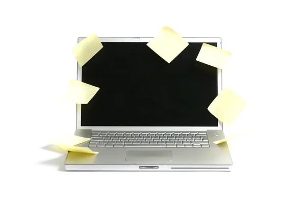 Laptop com notas — Fotografia de Stock