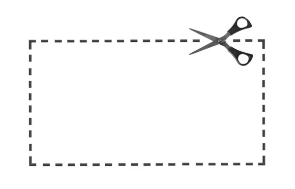 Ножницы на пунктирной линии — стоковое фото