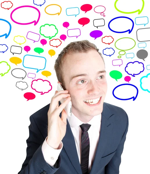 Zakenman aan het praten in mobiele telefoon — Stockfoto