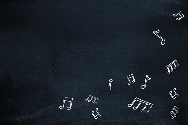 stock image Music notes on blackboard