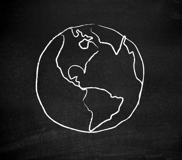 Earth drawn on a blackboard — Stock Photo, Image