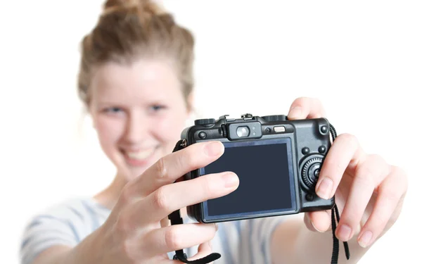 Girl taking photo of herself — Stock Photo, Image