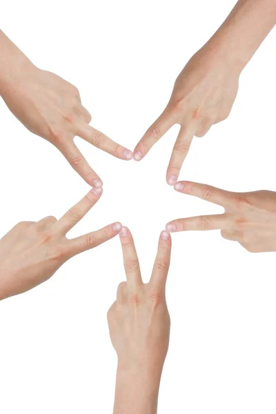 Hände, die einen Stern schaffen — Stockfoto