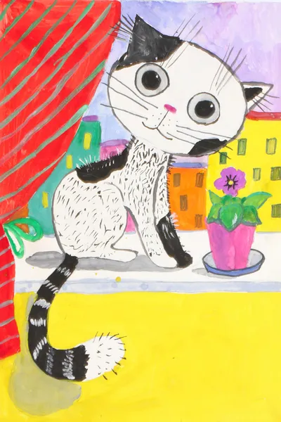 Kedi çizim — Stok fotoğraf