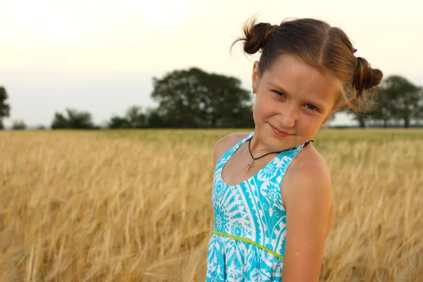 Dziewczyna na polu pszenicy — Zdjęcie stockowe