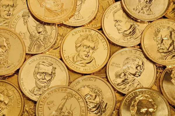 Arany $1 érméket — Stock Fotó
