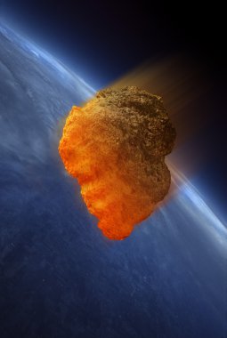 Meteor striking Earth atmosphere clipart