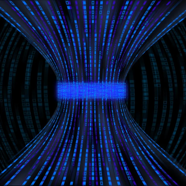 Fluxo de caixas azuis representando código binário sendo restringido por — Fotografia de Stock