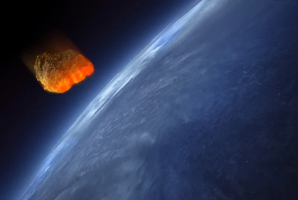 Meteor feltűnő föld atmoszféra — Stock Fotó
