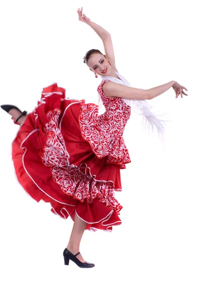 Stock image Girl dancing flamenco. Isolated on white background.