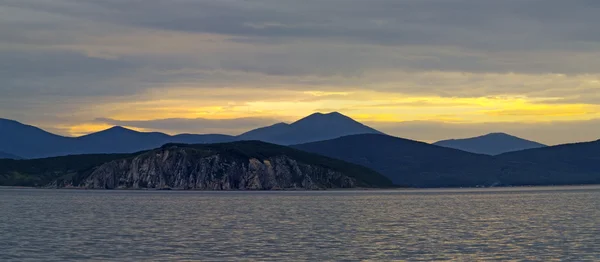 Panorama of sea coast at sunset — Stock Photo, Image