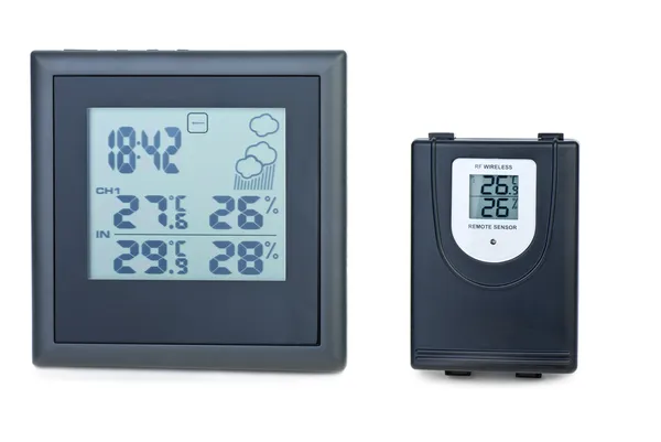 Modern digital weather station with external RF sensor — Stock Photo, Image