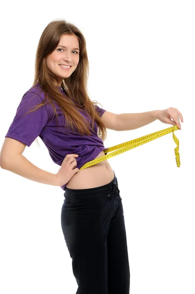 Las mujeres miden la cintura — Foto de Stock